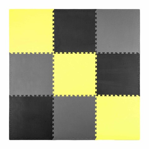 Mata piankowa puzzle 180x180cm 9 szt szaro żółta