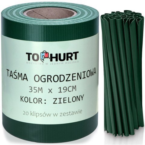 Taśma ogrodzeniowa 19 cm x 35 m zielona osłona